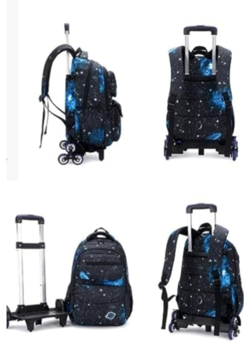 Huitich Black Star Trolley School Backpack Six Wheels with Telescopic Handle - Image 2